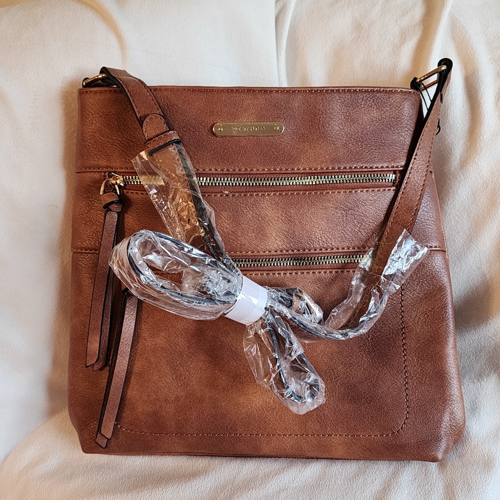 Vegan Leather Brown Crossbody Bag